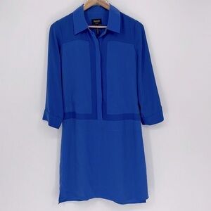 Laundry by Shelli Segal Cobalt Blue Long Sleeve Button-Front Dress Womens Size 6